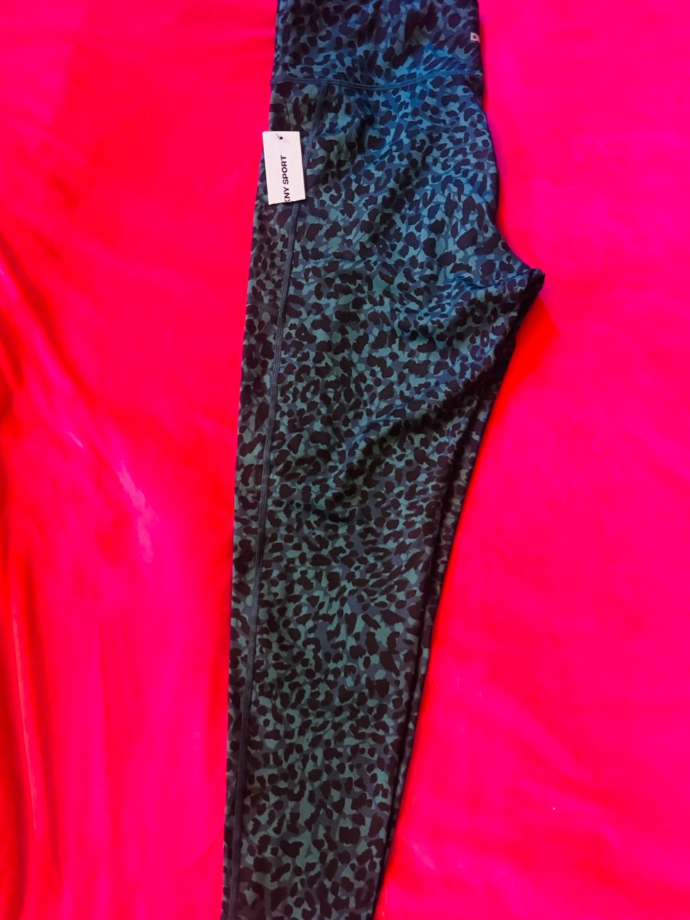 DKNY Green and Black Leopard Print  Leggings
